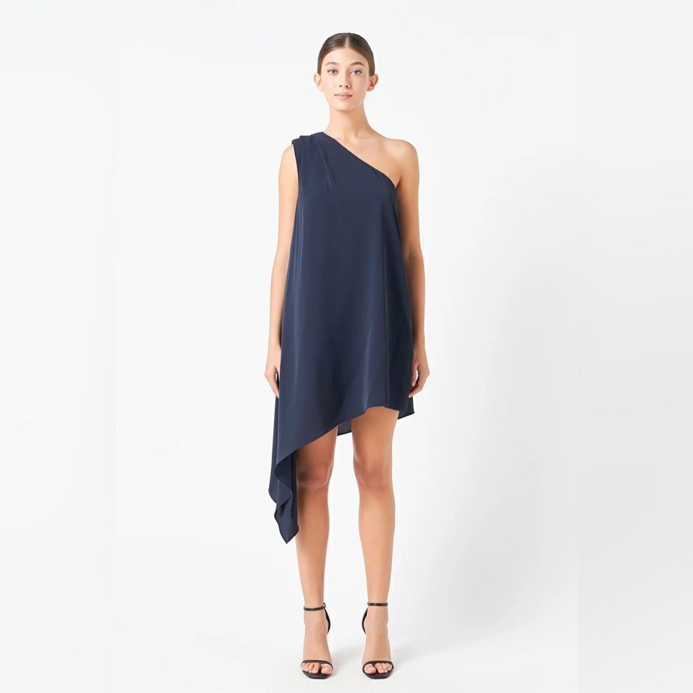 Endless Rose One Shoulder Mini Dress in navy